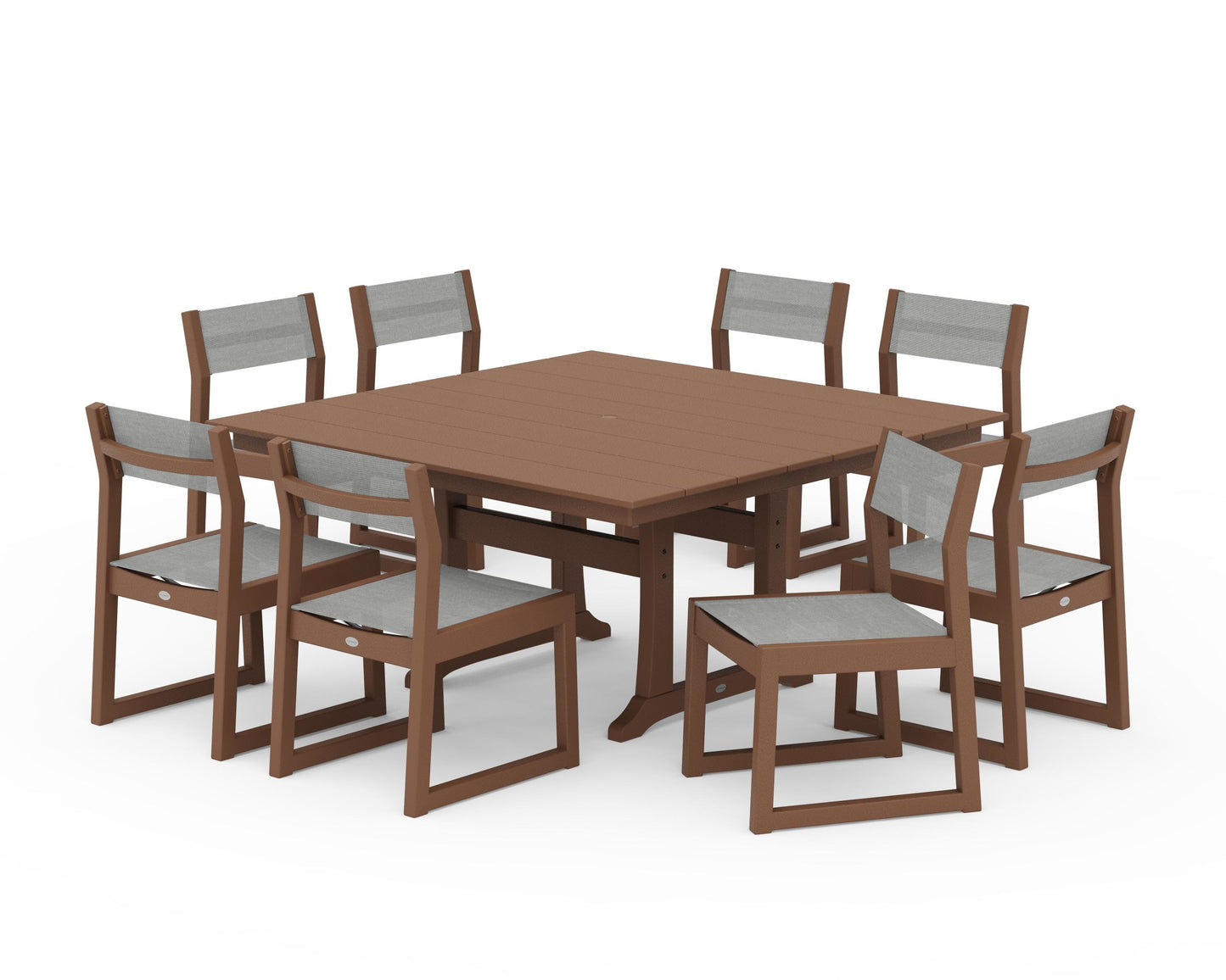EDGE Sling Side Chair 9-Piece Farmhouse Trestle Dining Set