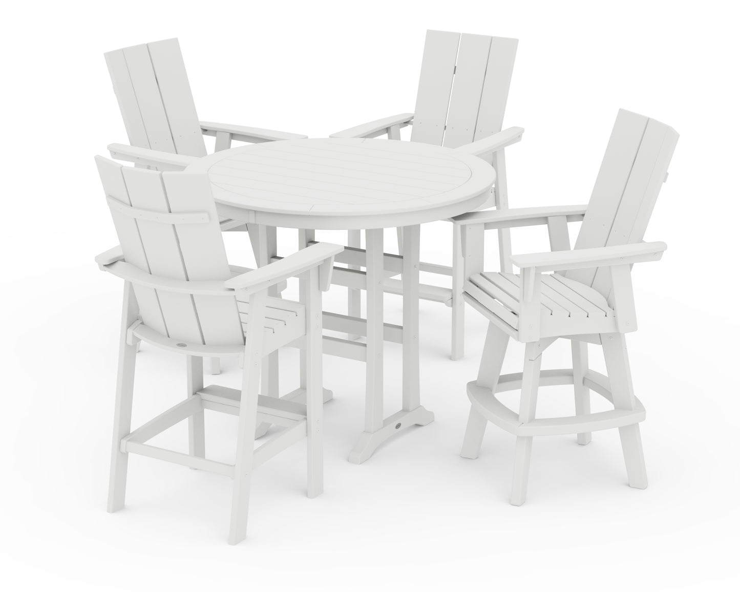 Modern Adirondack 5-Piece Nautical Trestle Round Bar Set with Swivels