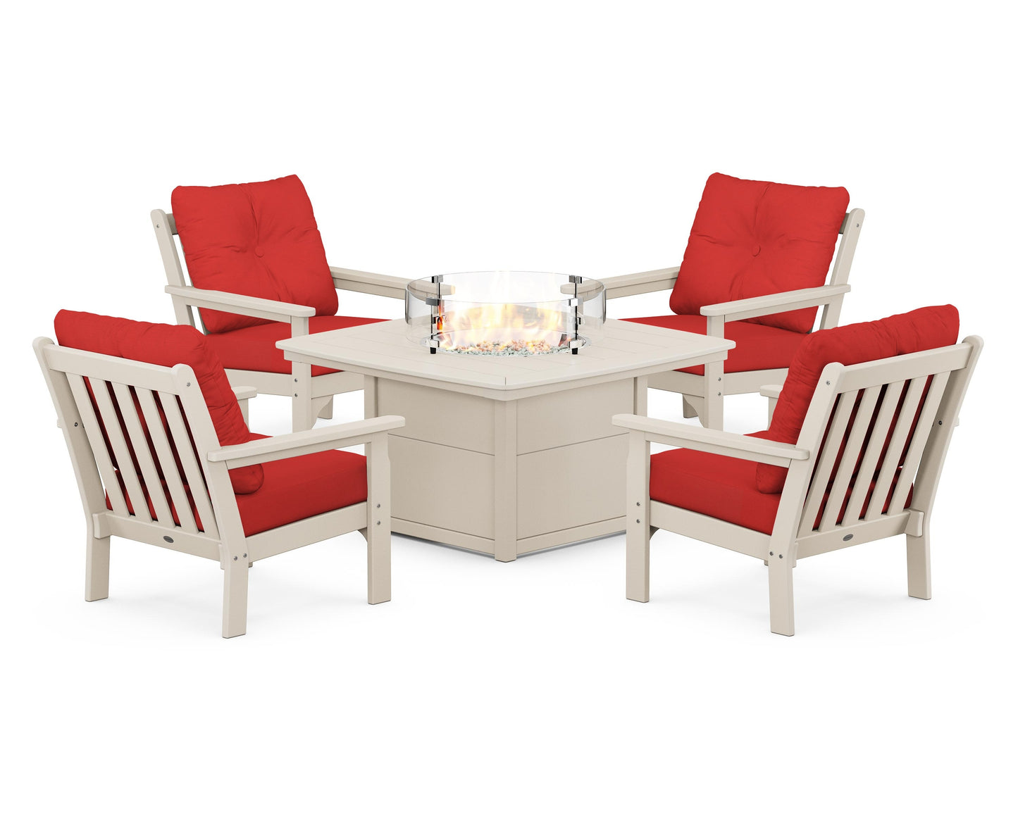 Vineyard 5-Piece Conversation Set with Fire Pit Table