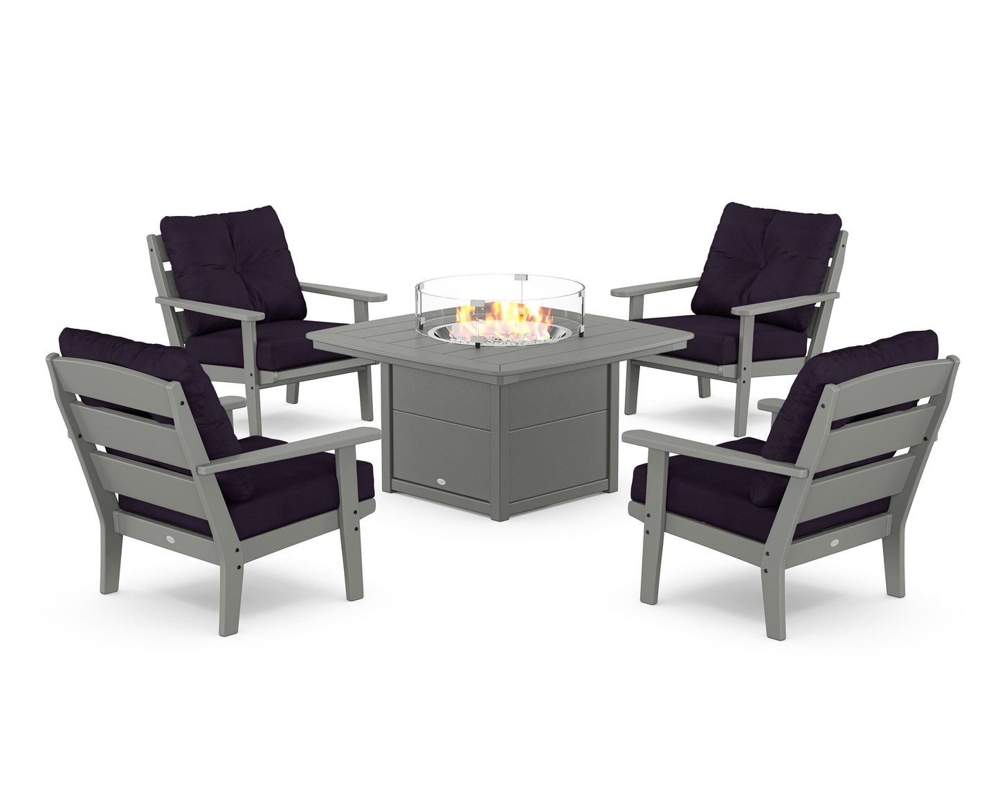 Lakeside 5-Piece Deep Seating Set with Nautical Fire Pit Table