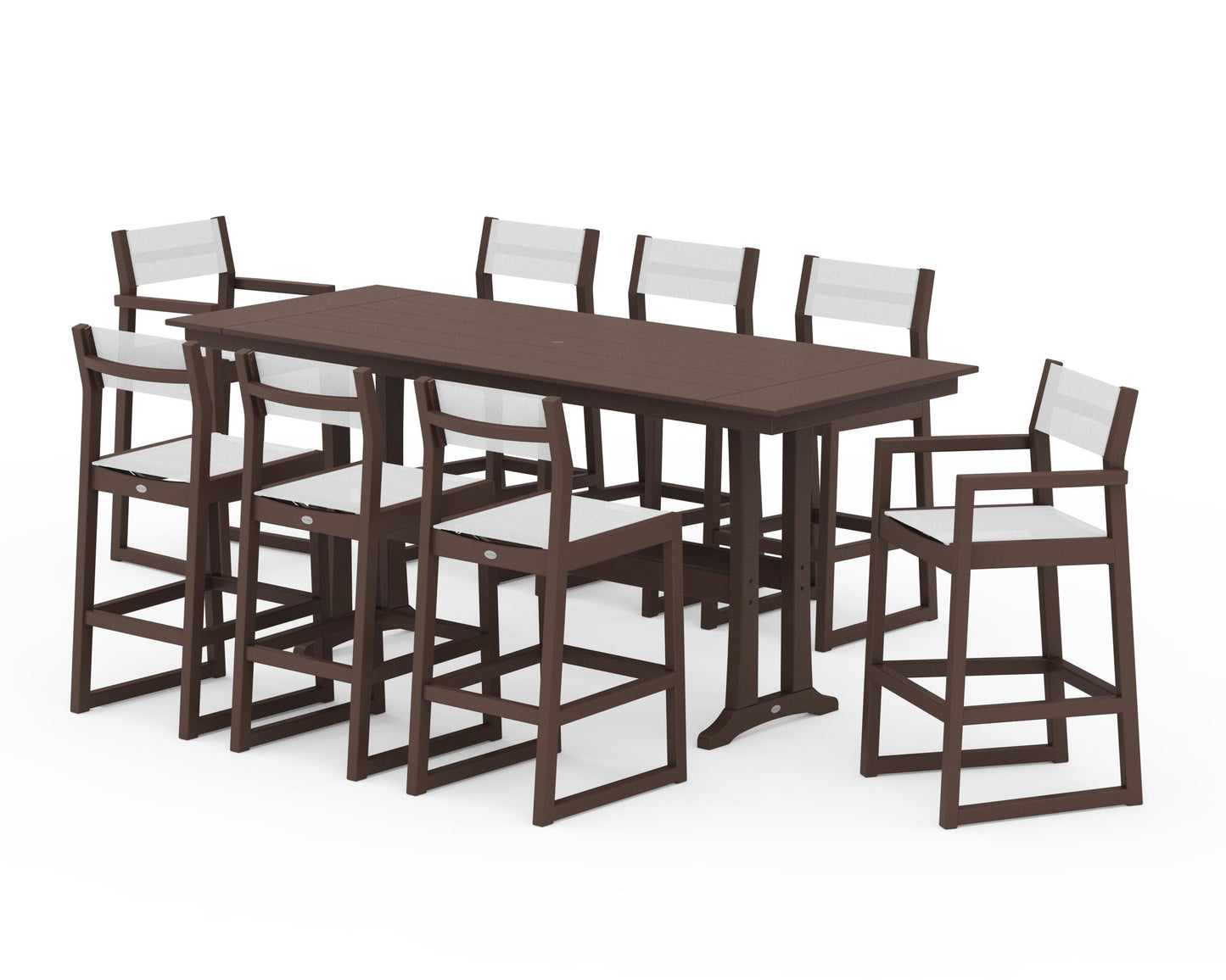 EDGE Sling 9-Piece Farmhouse Bar Set with Trestle Legs