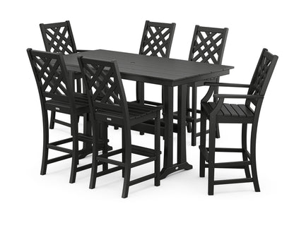 Wovendale 7-Piece Farmhouse Bar Set with Trestle Legs