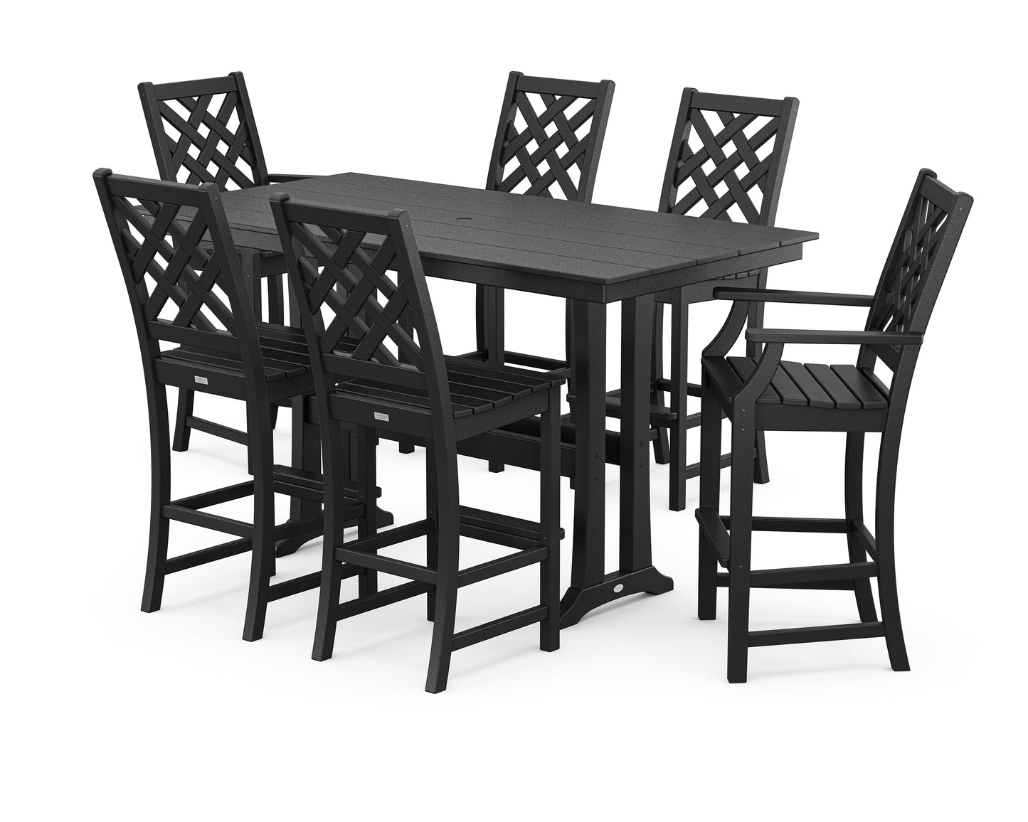 Wovendale 7-Piece Farmhouse Bar Set with Trestle Legs