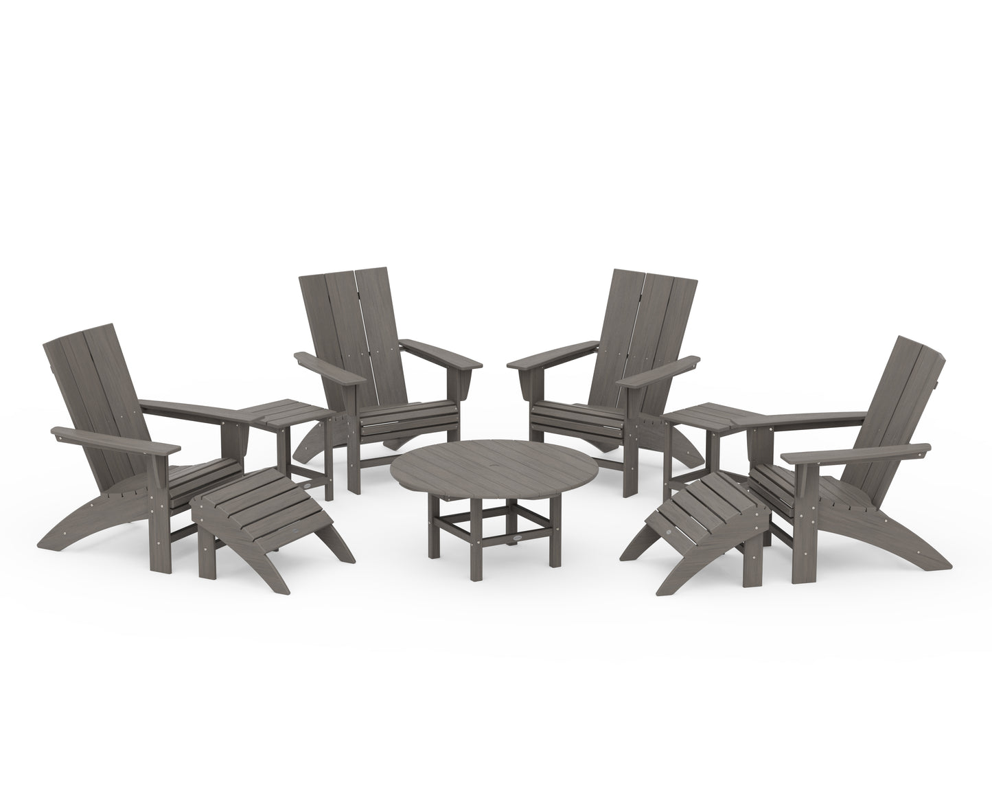 Modern Curveback Adirondack Chair 9-Piece Conversation Set