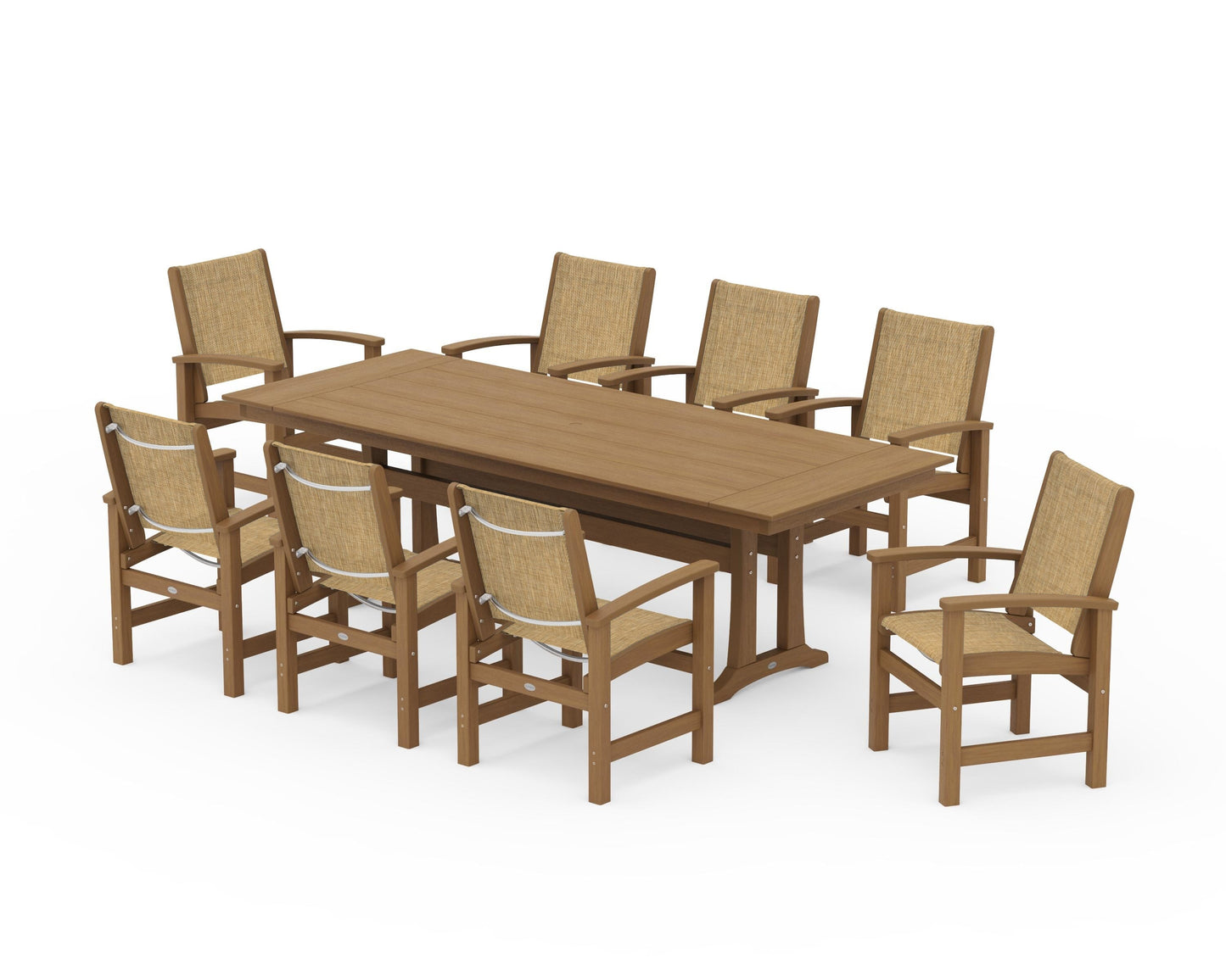 Coastal 9-Piece Farmhouse Dining Set with Trestle Legs