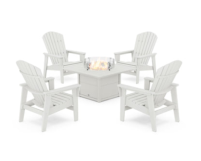 5-Piece Nautical Grand Upright Adirondack Conversation Set with Fire Pit Table