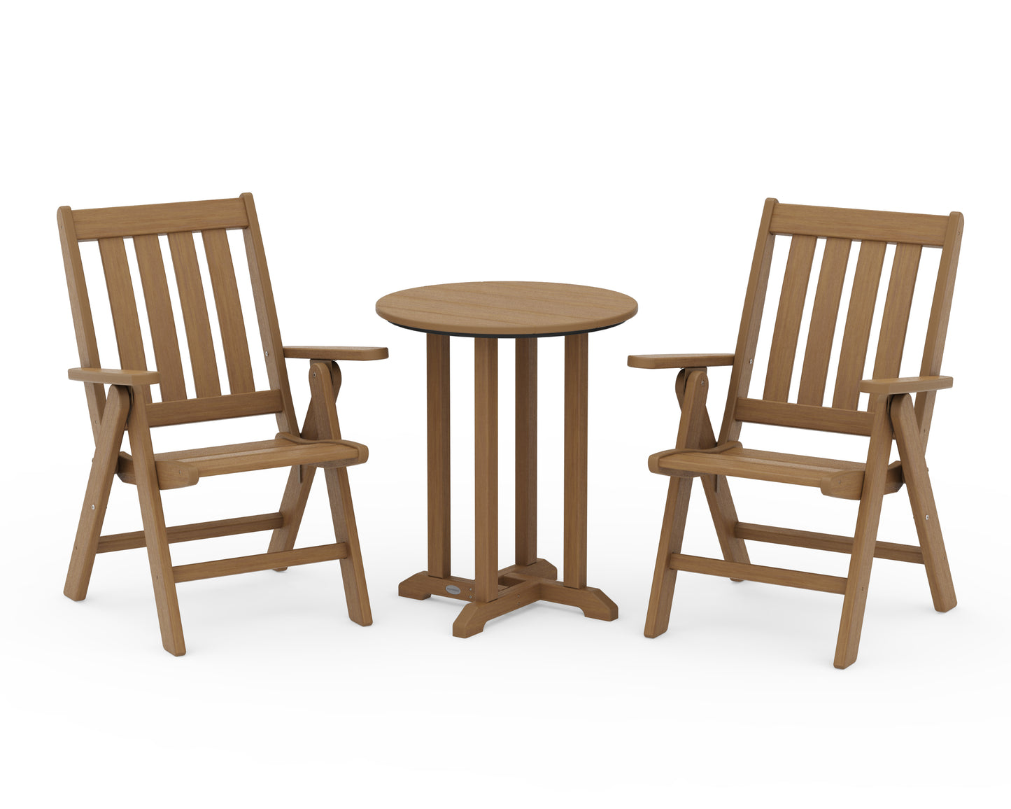Vineyard Folding Chair 3-Piece Round Bistro Dining Set
