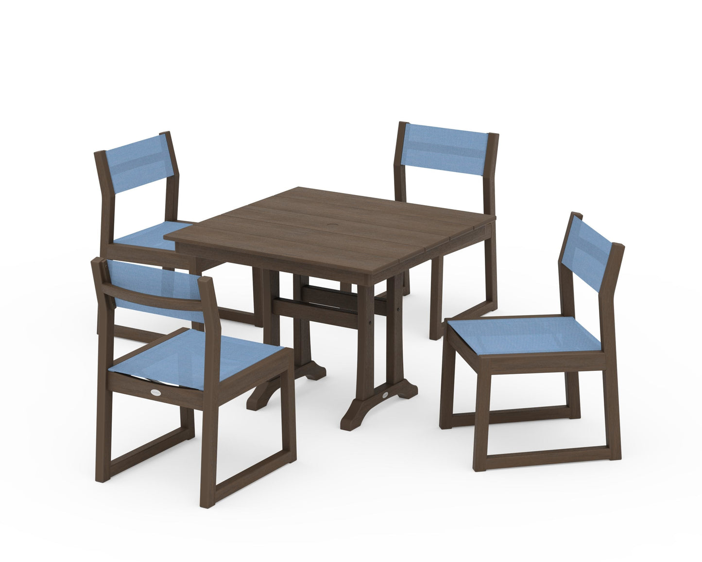 EDGE Sling 5-Piece Farmhouse Trestle Side Chair Dining Set