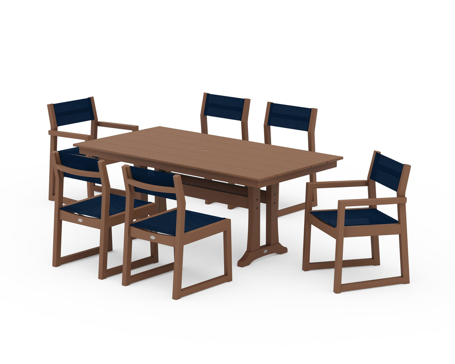 EDGE Sling 7-Piece Farmhouse Trestle Dining Set