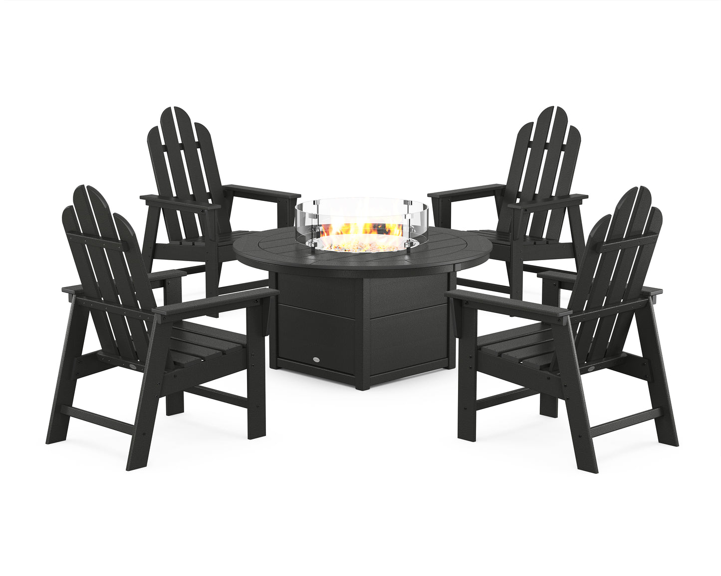 Long Island 4-Piece Upright Adirondack Conversation Set with Fire Pit Table