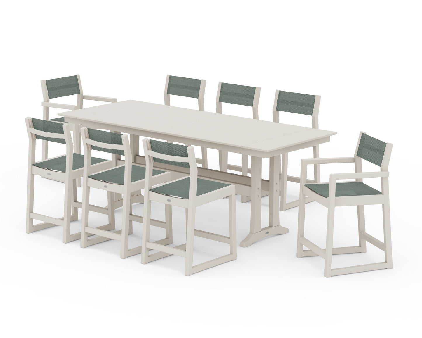 EDGE Sling 9-Piece Farmhouse Counter Set with Trestle Legs