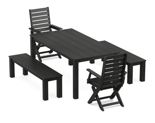 Captain Folding Chair 5-Piece Parsons Dining Set with Benches