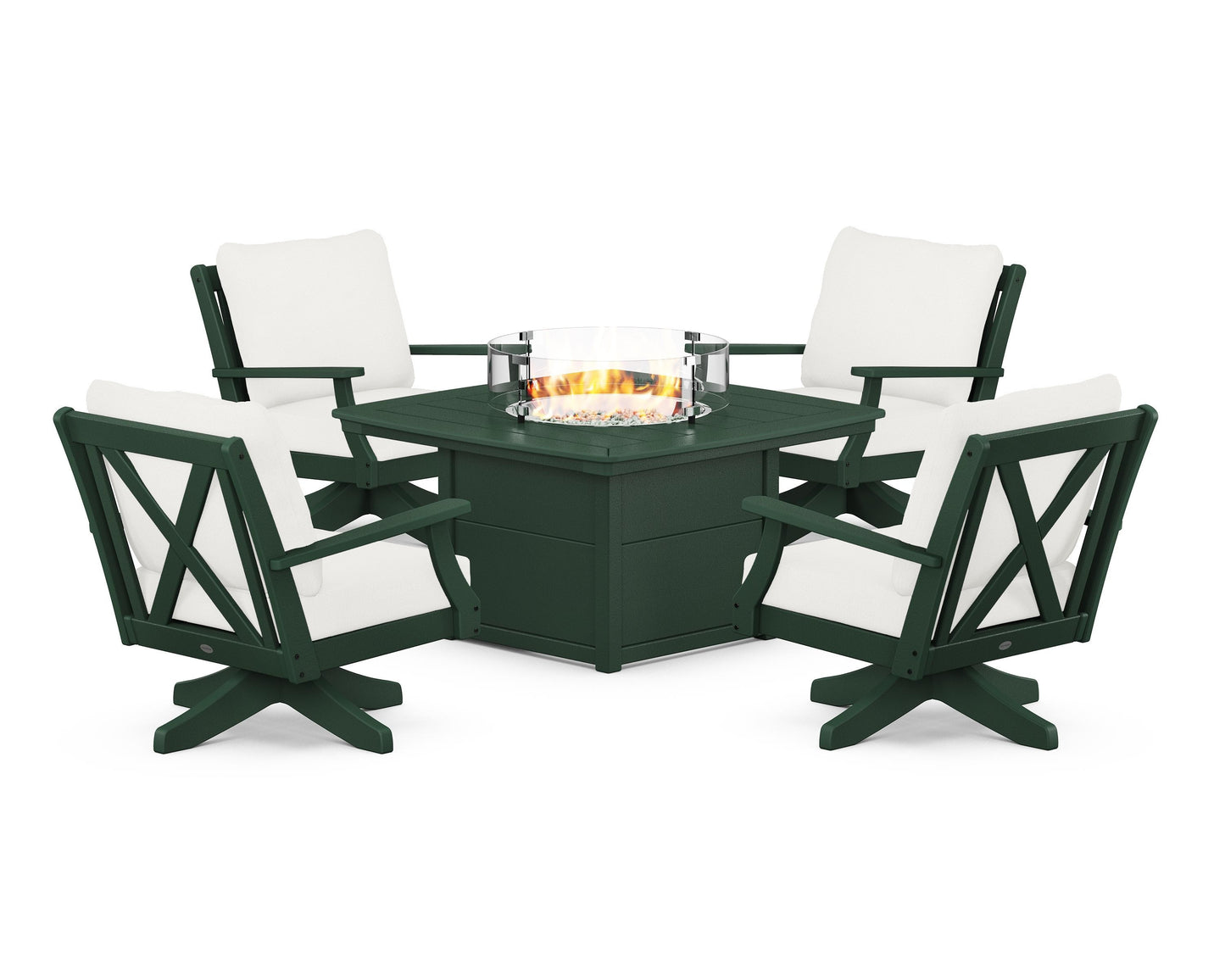 Braxton 5-Piece Deep Seating Swivel Conversation Set with Fire Pit Table