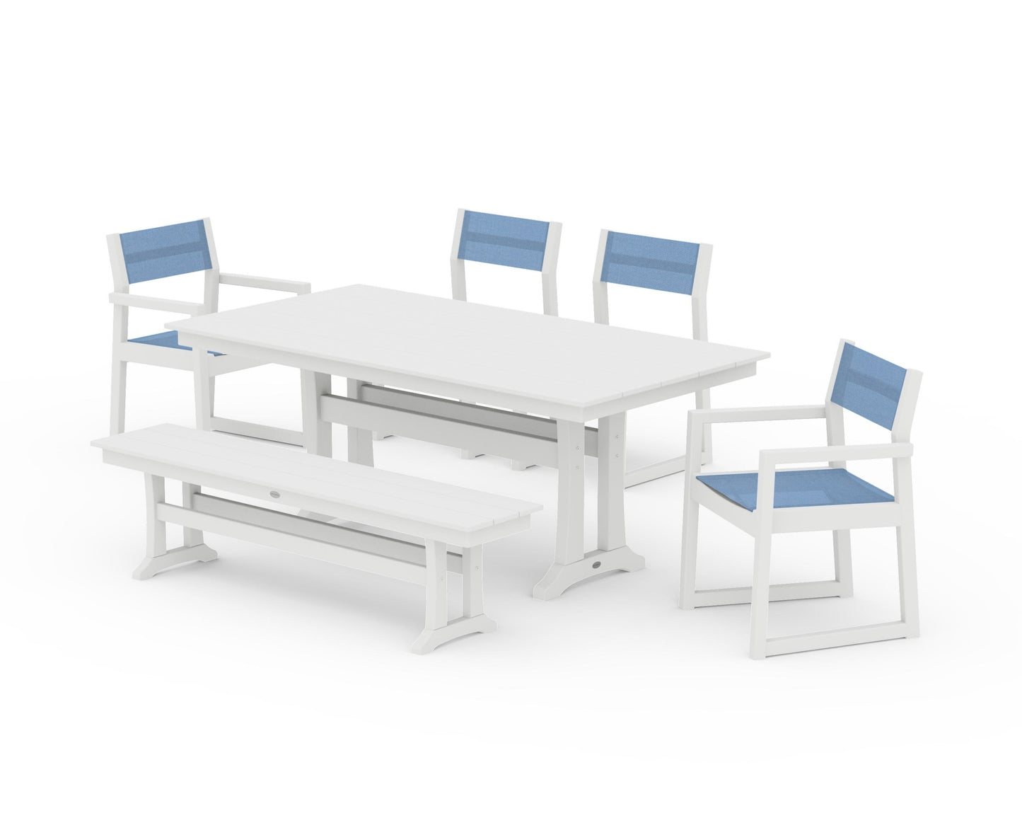 EDGE Sling 6-Piece Farmhouse Dining Set With Trestle Legs