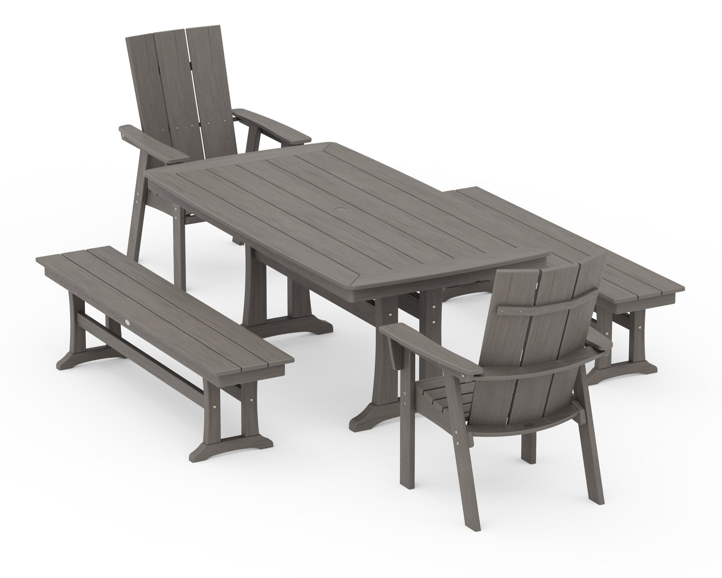 Modern Adirondack 5-Piece Dining Set with Trestle Legs