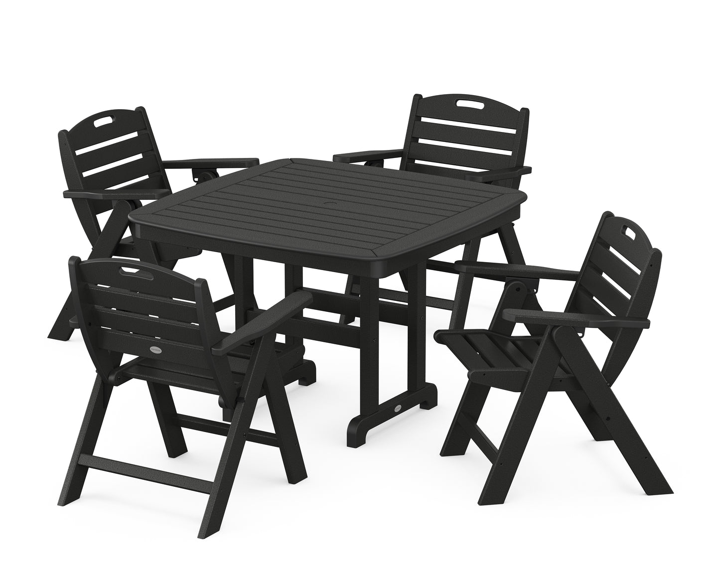 Nautical Folding Lowback Chair 5-Piece Dining Set with Trestle Legs