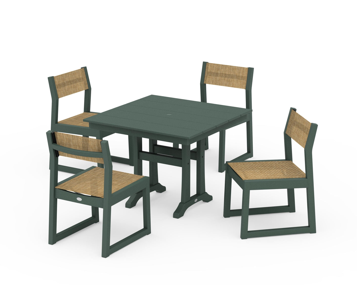 EDGE Sling 5-Piece Farmhouse Trestle Side Chair Dining Set