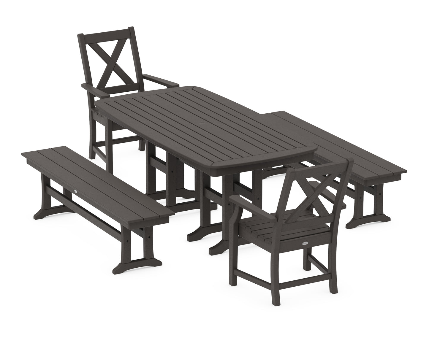 Braxton 5-Piece Dining Set with Benches