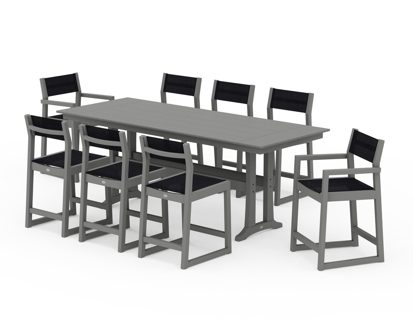 EDGE Sling 9-Piece Farmhouse Counter Set with Trestle Legs