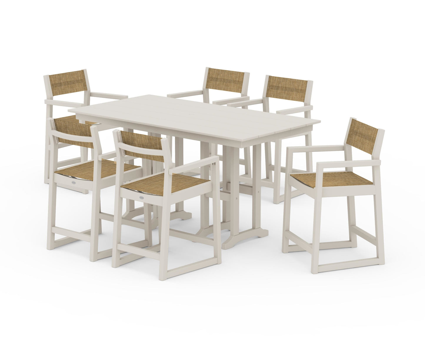 EDGE Sling Arm Chair 7-Piece Farmhouse Counter Set