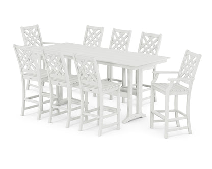 Wovendale 9-Piece Farmhouse Bar Set with Trestle Legs
