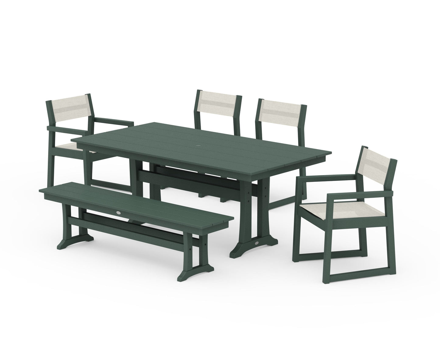 EDGE Sling 6-Piece Farmhouse Dining Set With Trestle Legs