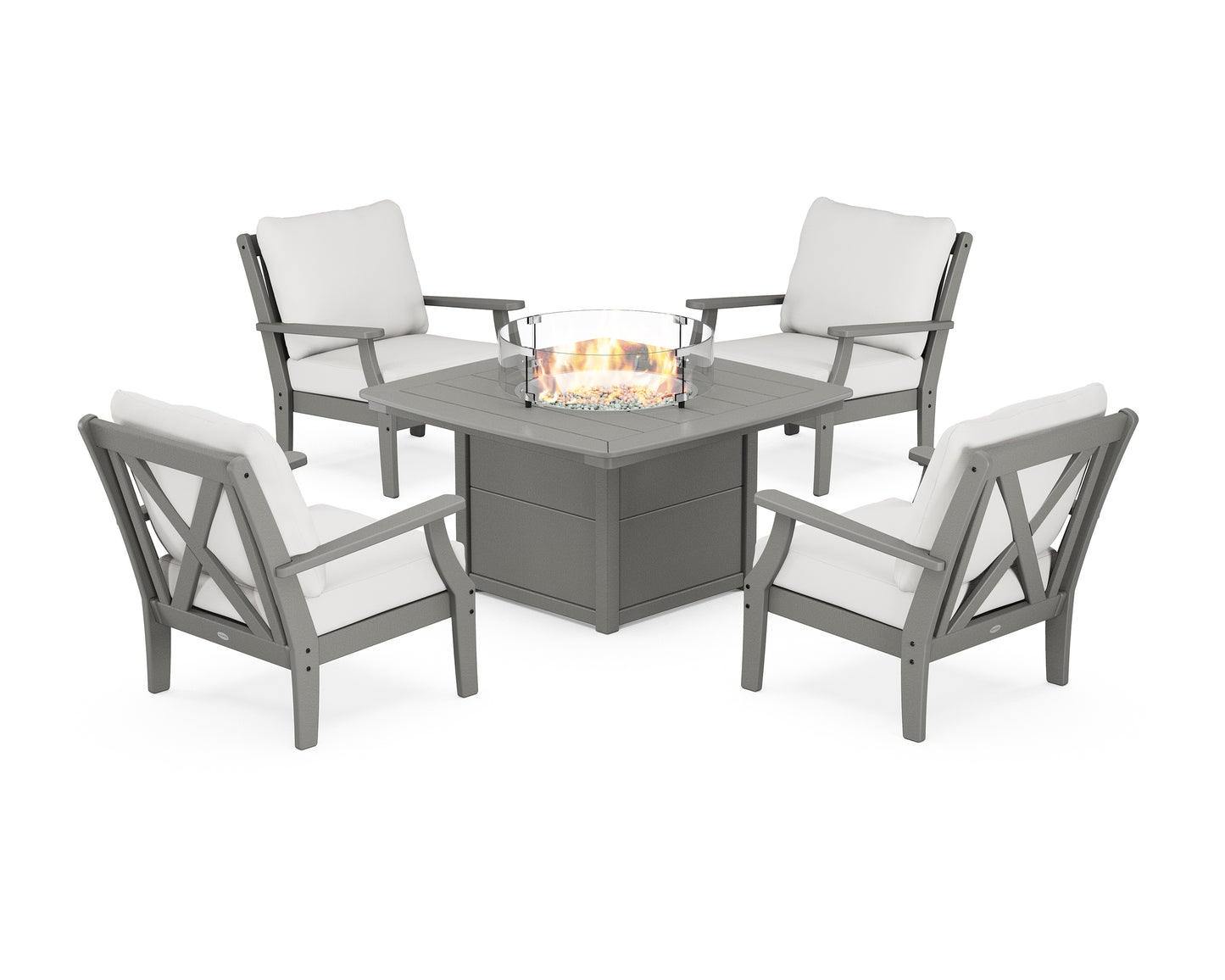 Braxton 5-Piece Deep Seating Conversation Set with Fire Pit Table