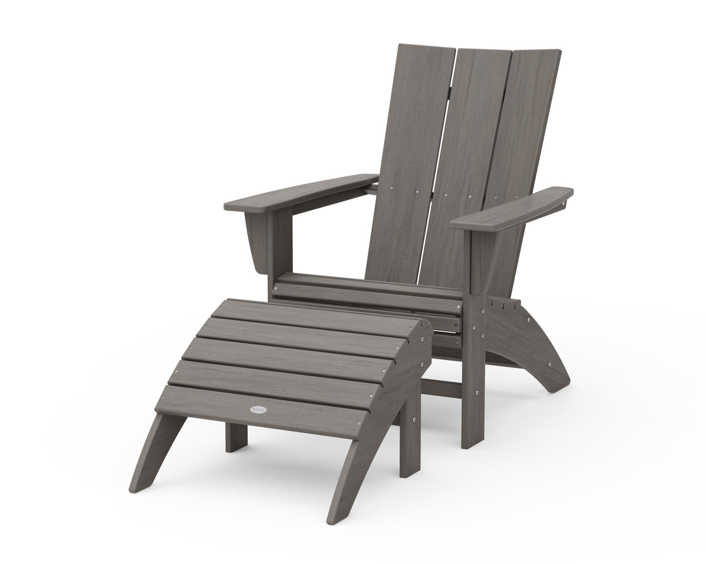 Modern Curveback Adirondack Chair 2-Piece Set with Ottoman