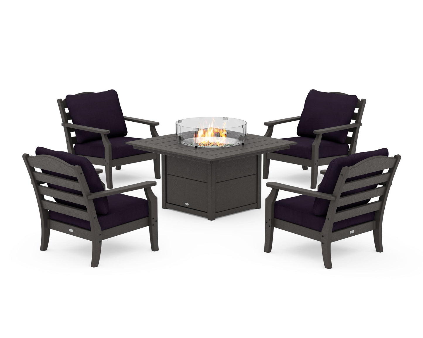 Savannah 5-Piece Deep Seating Set with Fire Pit Table