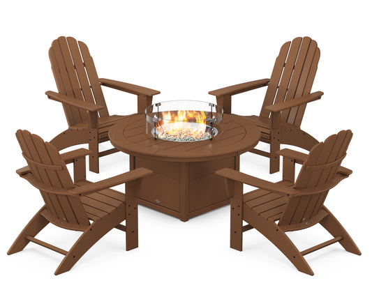 Vineyard Curveback Adirondack 5-Piece Conversation Set with Fire Pit Table