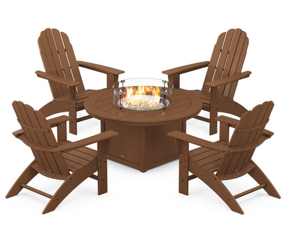 Vineyard Curveback Adirondack 5-Piece Conversation Set with Fire Pit Table