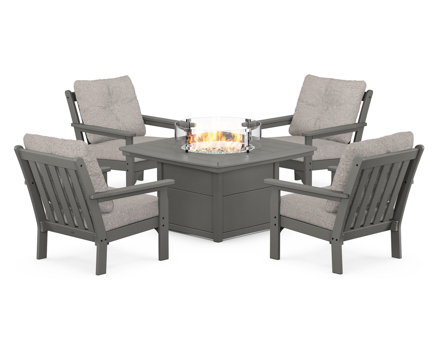 Vineyard 5-Piece Conversation Set with Fire Pit Table