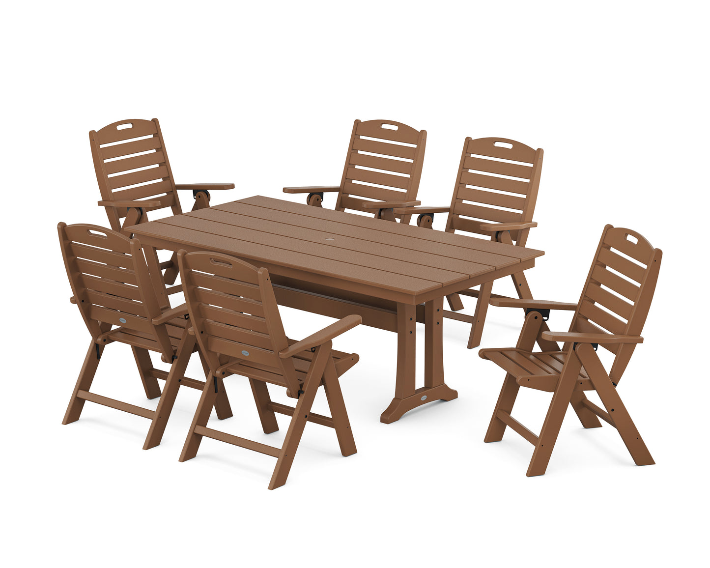 Nautical Highback 7-Piece Farmhouse Dining Set with Trestle Legs