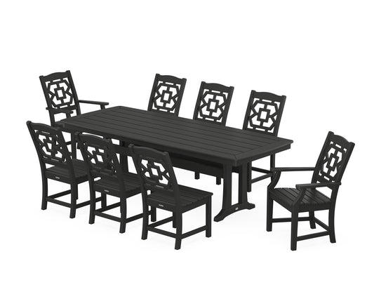 Chinoiserie 9-Piece Dining Set with Trestle Legs