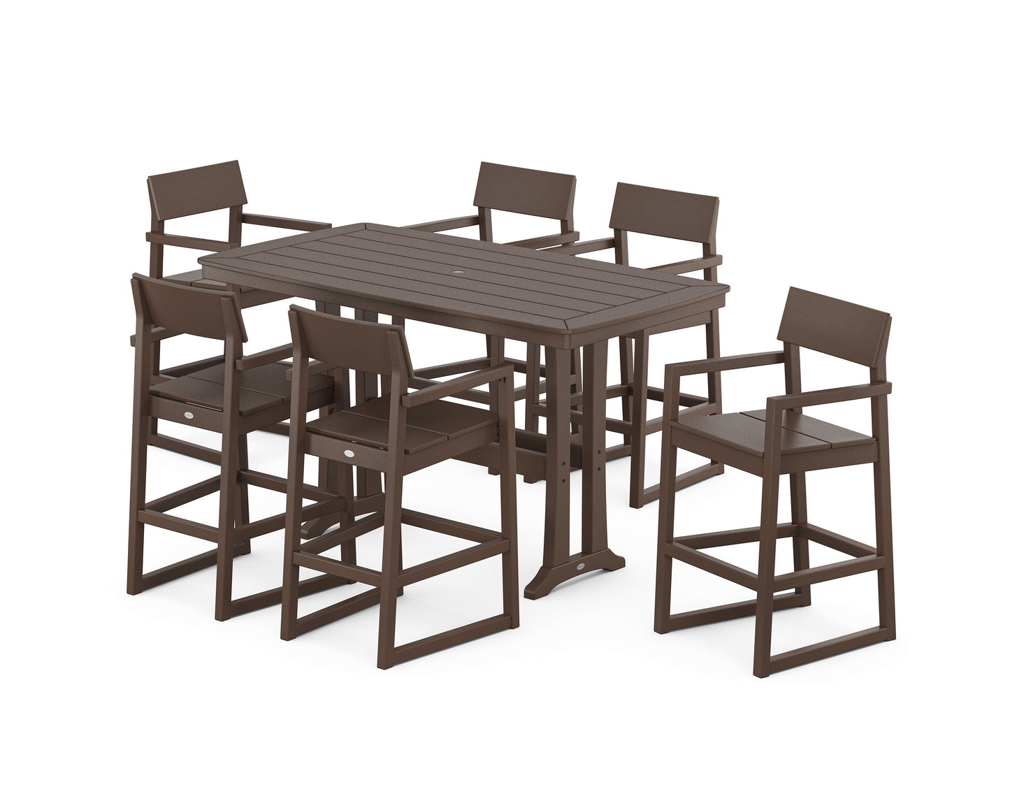EDGE Arm Chair 7-Piece Bar Set with Trestle Legs