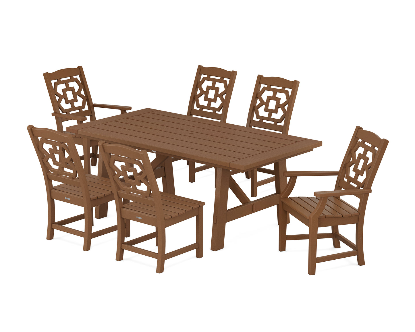 Chinoiserie 7-Piece Rustic Farmhouse Dining Set