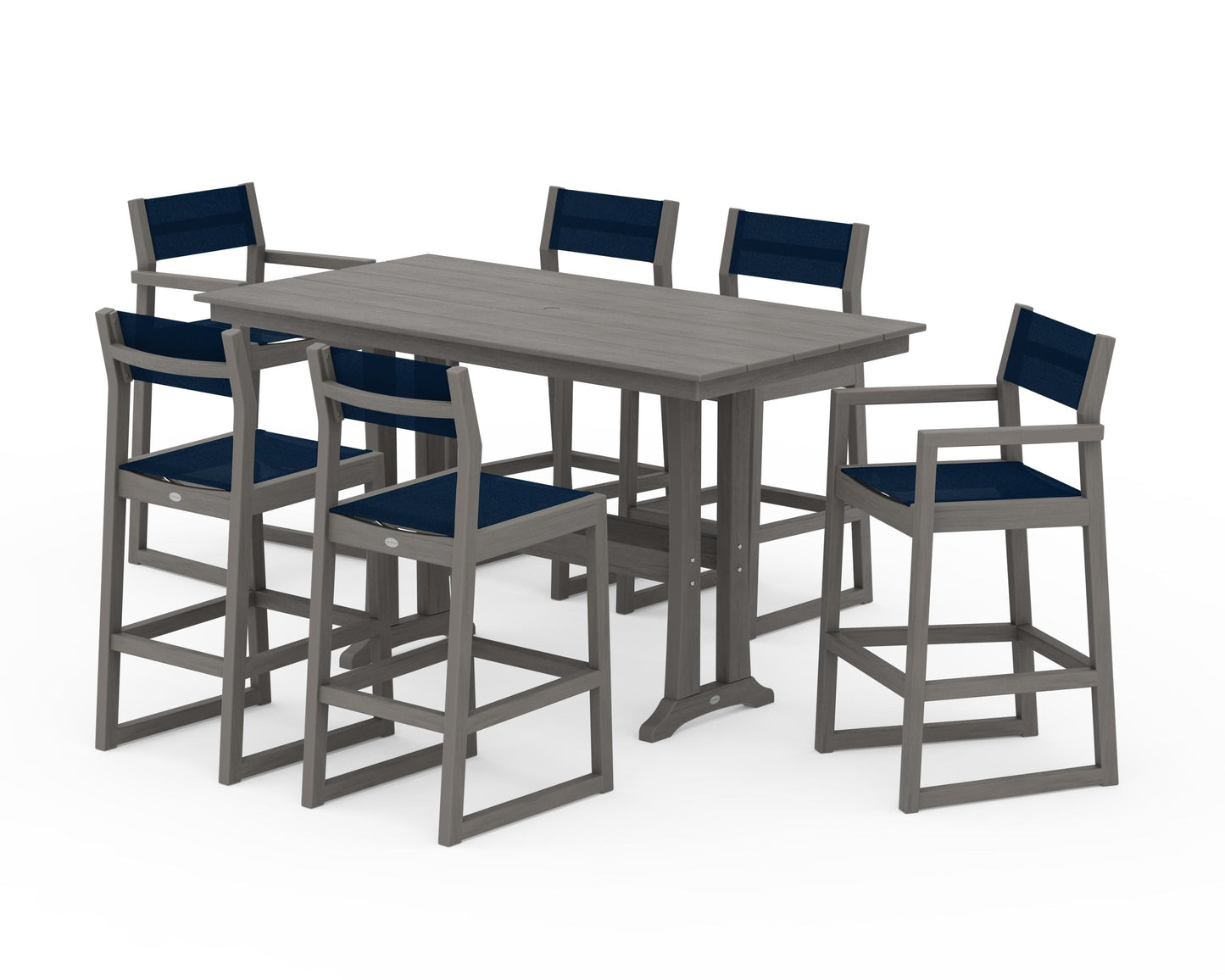 EDGE Sling 7-Piece Farmhouse Bar Set with Trestle Legs