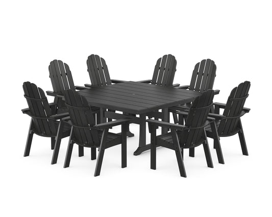 Vineyard Curveback Adirondack 9-Piece Square Farmhouse Dining Set with Trestle Legs