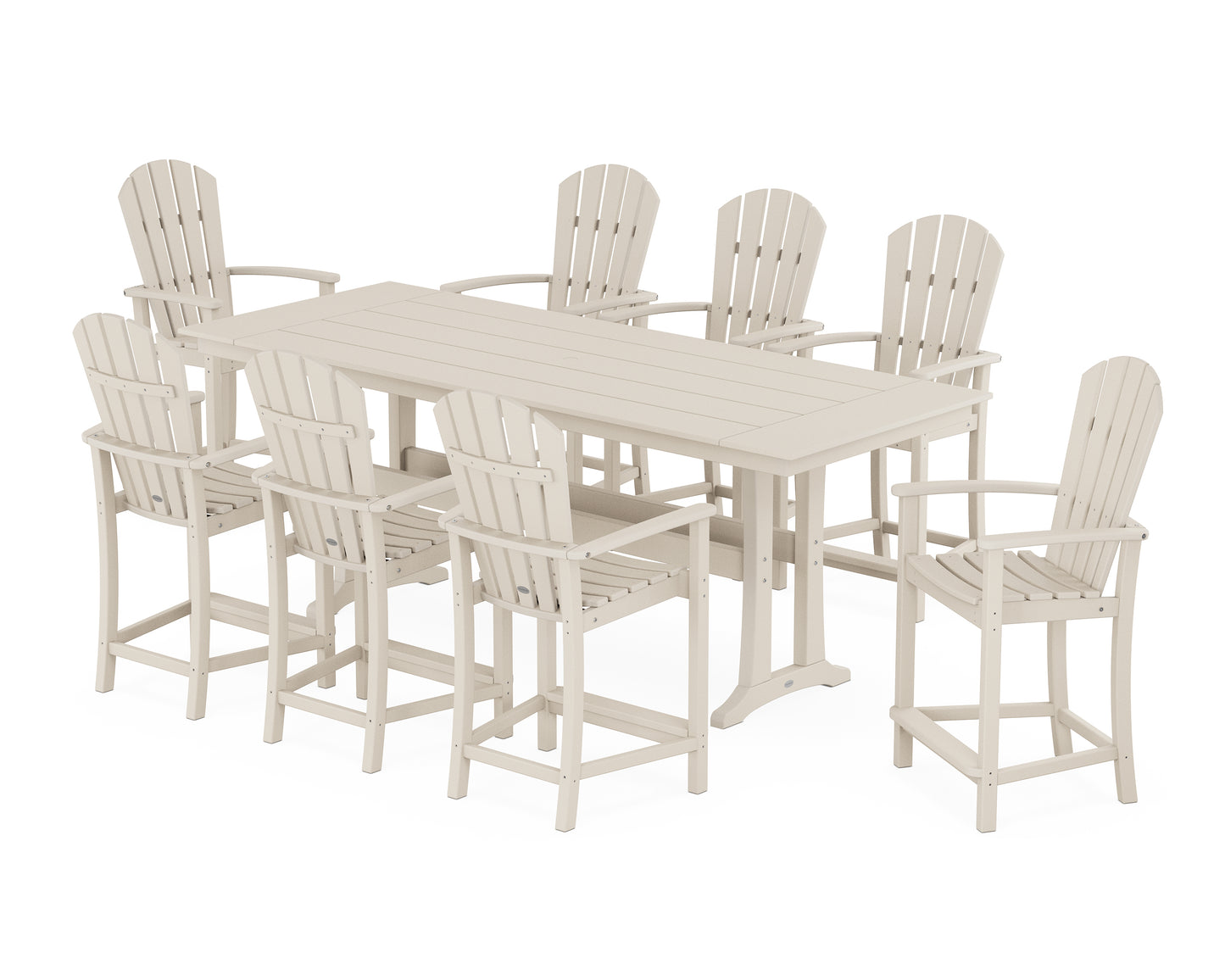 Palm Coast 9-Piece Farmhouse Counter Set with Trestle Legs