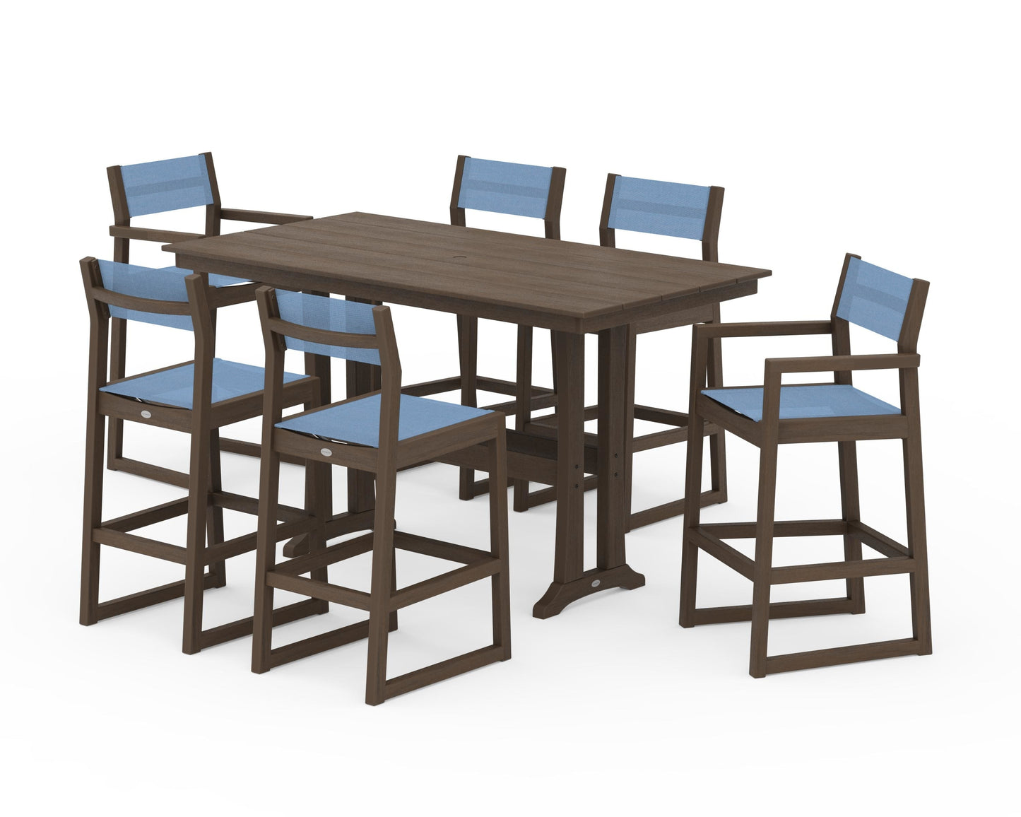 EDGE Sling 7-Piece Farmhouse Bar Set with Trestle Legs