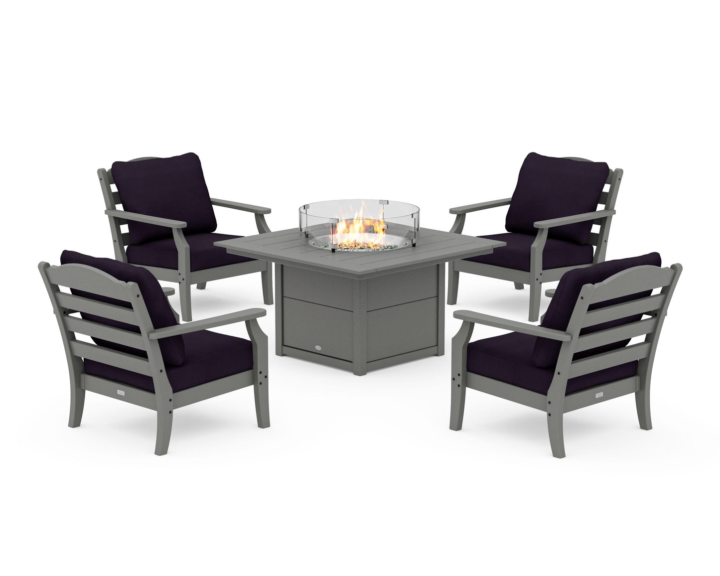 Savannah 5-Piece Deep Seating Set with Fire Pit Table