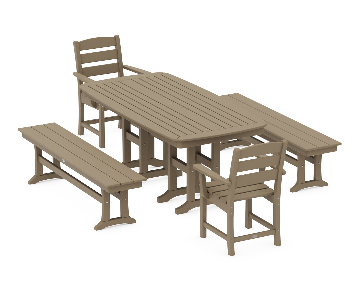 Lakeside 5-Piece Dining Set with Benches