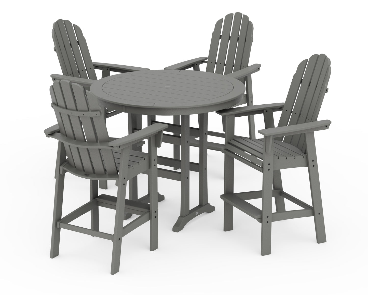 Vineyard Curveback Adirondack 5-Piece Nautical Trestle Bar Set