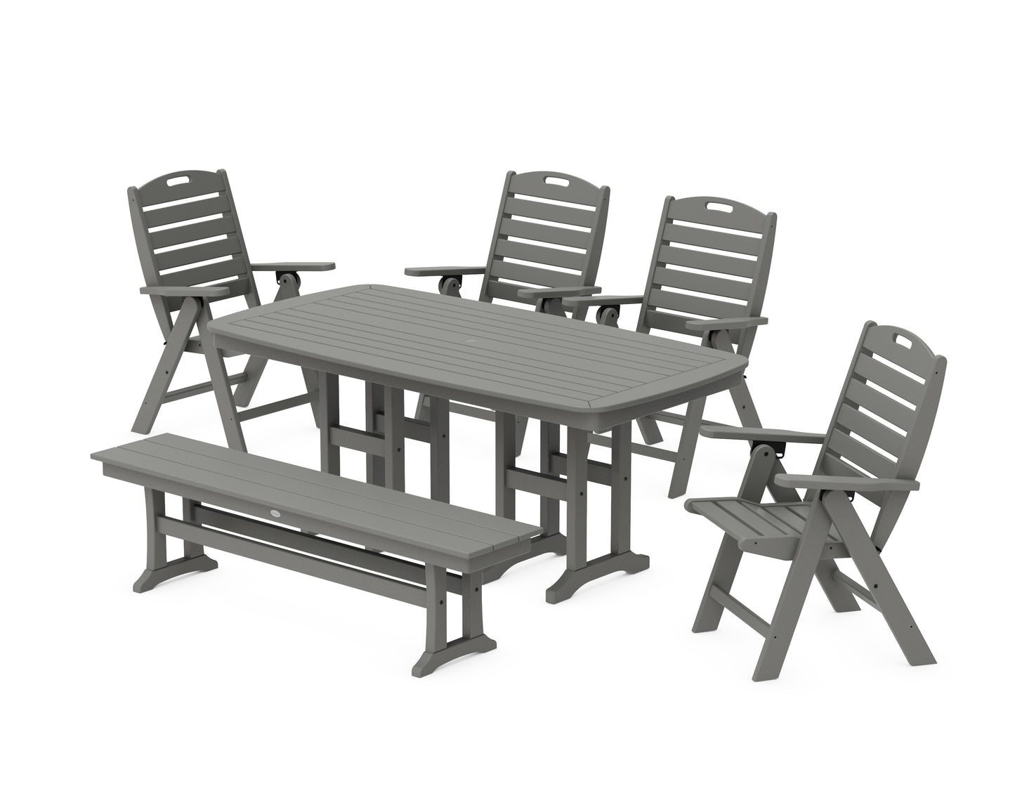 Nautical Highback 6-Piece Dining Set with Bench