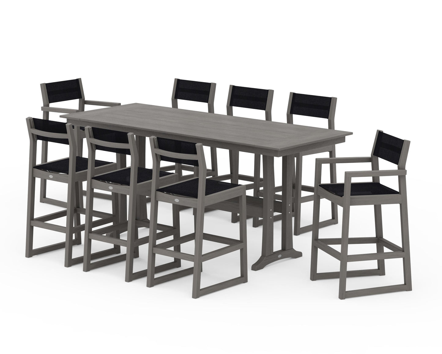 EDGE Sling 9-Piece Farmhouse Bar Set with Trestle Legs