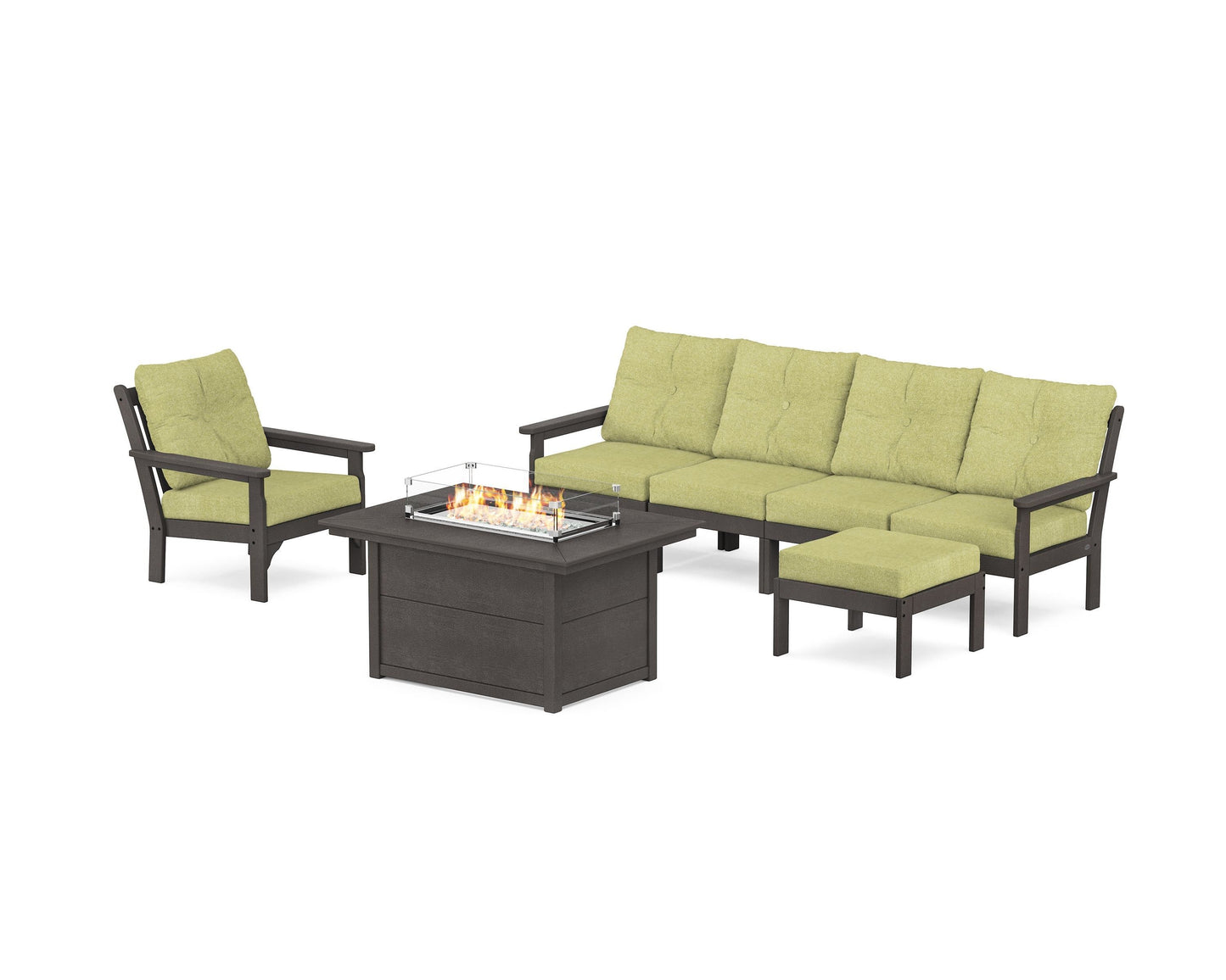 Vineyard Sectional Lounge and Fire Pit Set