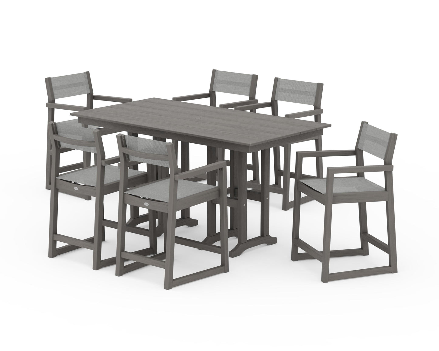 EDGE Sling Arm Chair 7-Piece Farmhouse Counter Set