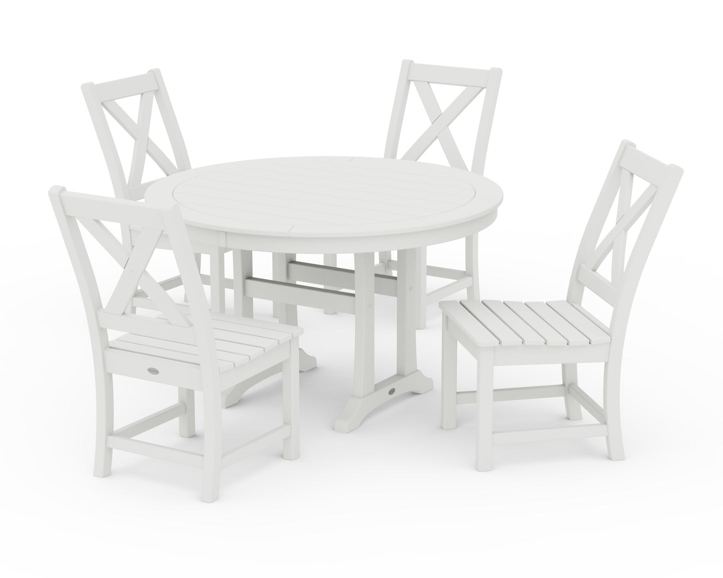 Braxton Side Chair 5-Piece Round Dining Set With Trestle Legs