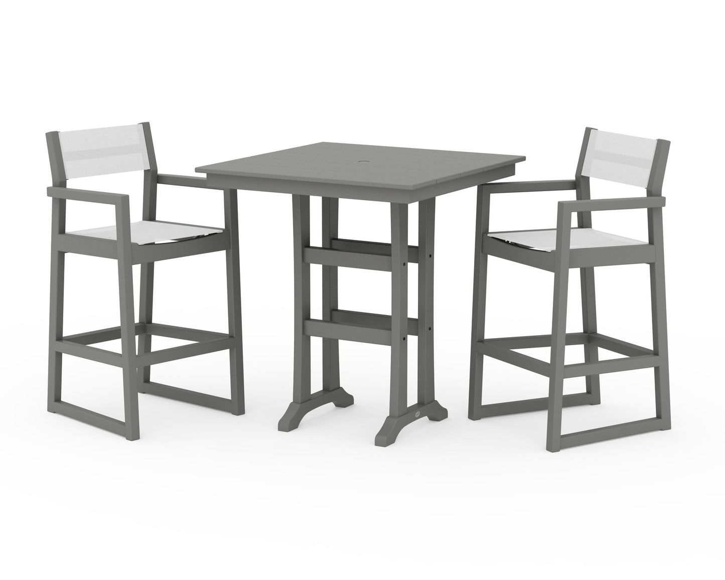 EDGE Sling Arm Chair 3-Piece Farmhouse Bar Set with Trestle Legs