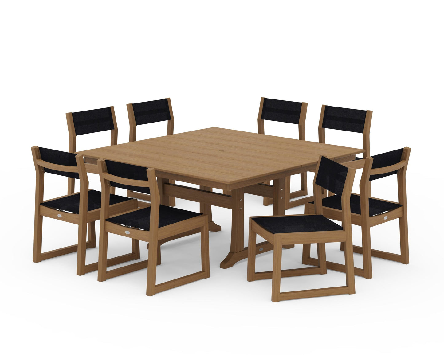 EDGE Sling Side Chair 9-Piece Farmhouse Trestle Dining Set